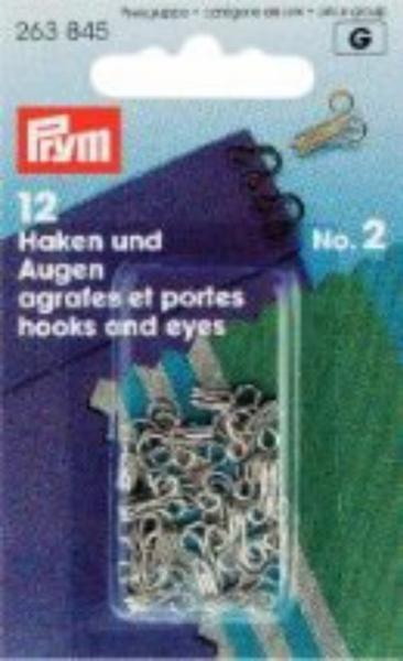 Federhaken und -augen, Größe 2, silberfarbig, Karte